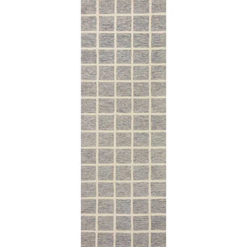 Checkered Handmade Tufted Slate/Ivory Area Rug | Wayfair North America