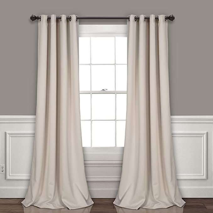 Lush Decor Curtains-Grommet Panel with Insulated Blackout Lining, 95" L Pair, Wheat | Amazon (US)