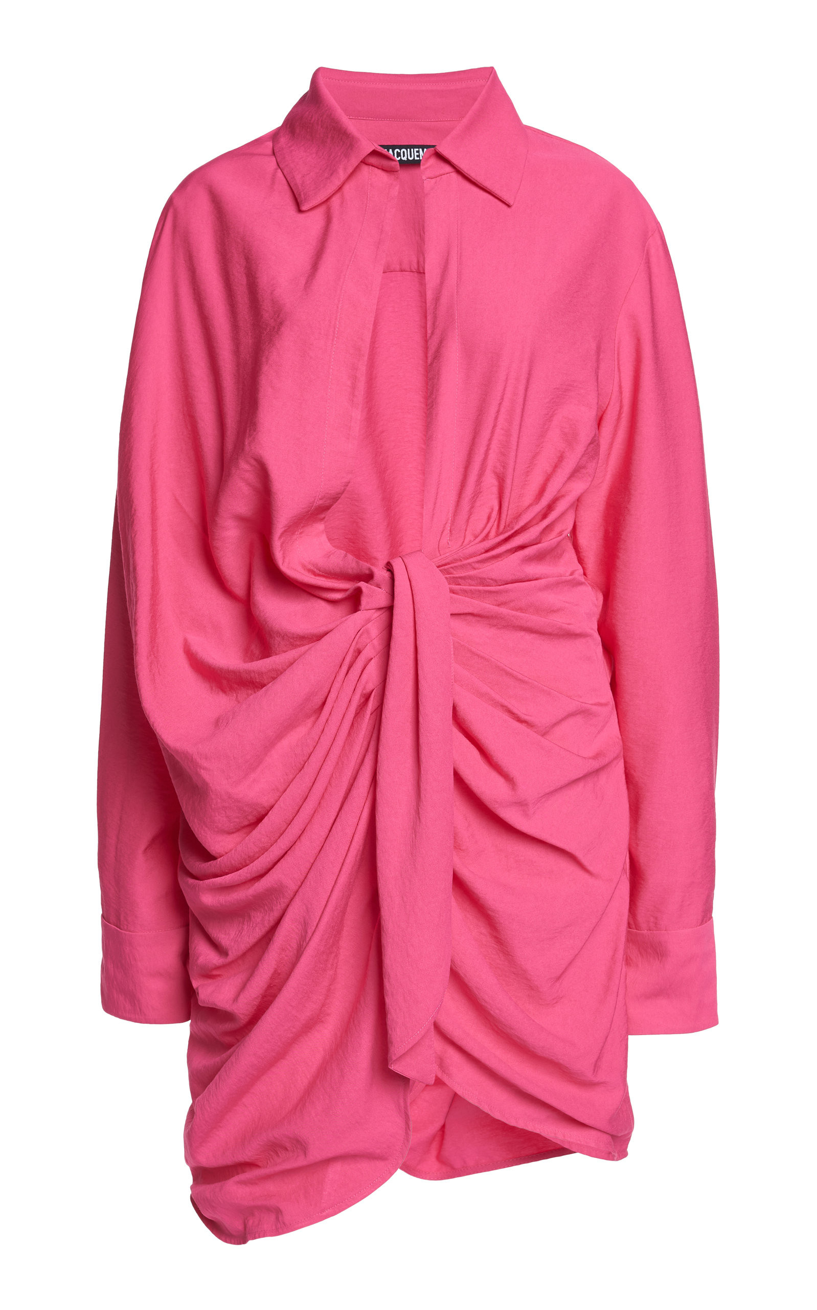 Jacquemus - Women's Bahia Draped Jersey Mini Shirt Dress - Pink - FR 32 - Moda Operandi | Moda Operandi (Global)