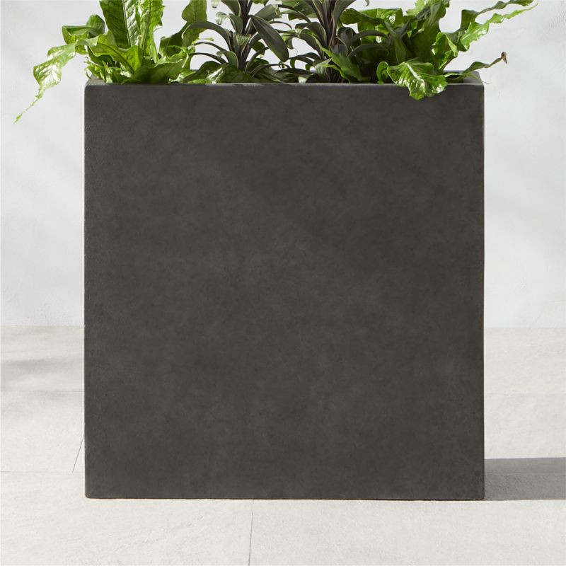Ash Modern Dark Grey Cement Outdoor Planter Large + Reviews | CB2 | CB2