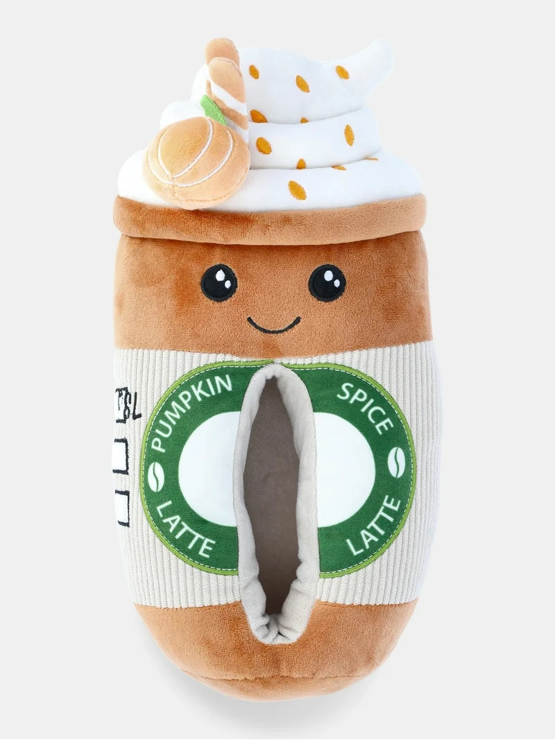 Feetmoji Women's Pumpkin Latte Plush Slippers | Walmart (US)