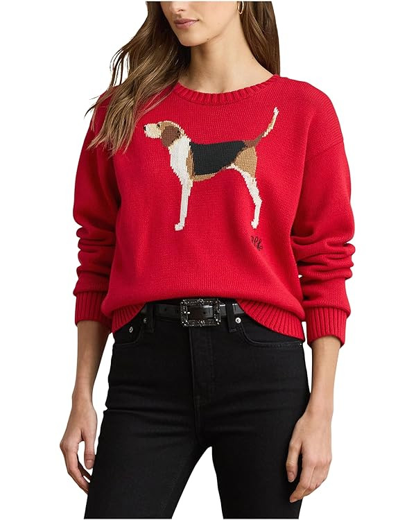 Lauren Ralph Lauren Women's Intarsia-Knit Foxhound Cotton Sweater | Amazon (US)