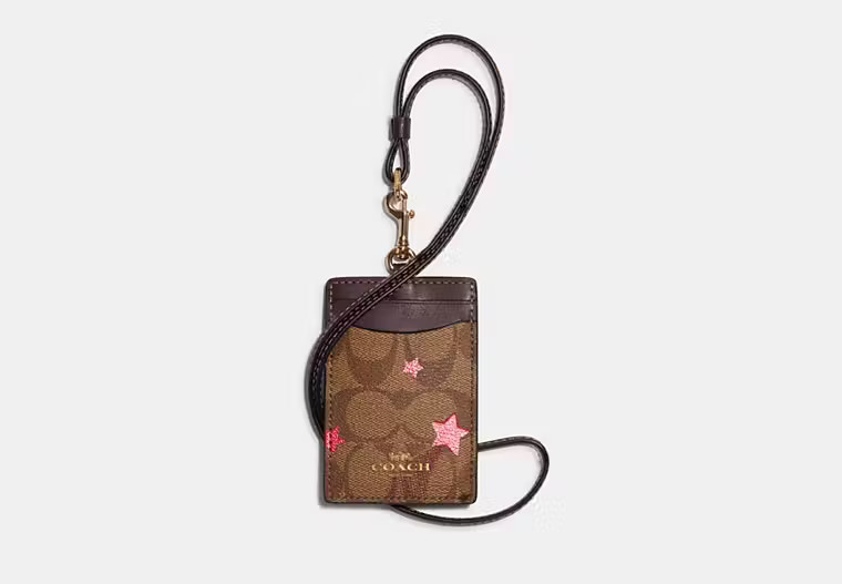Id Lanyard In Signature Canvas With Disco Star Print | Coach Outlet US