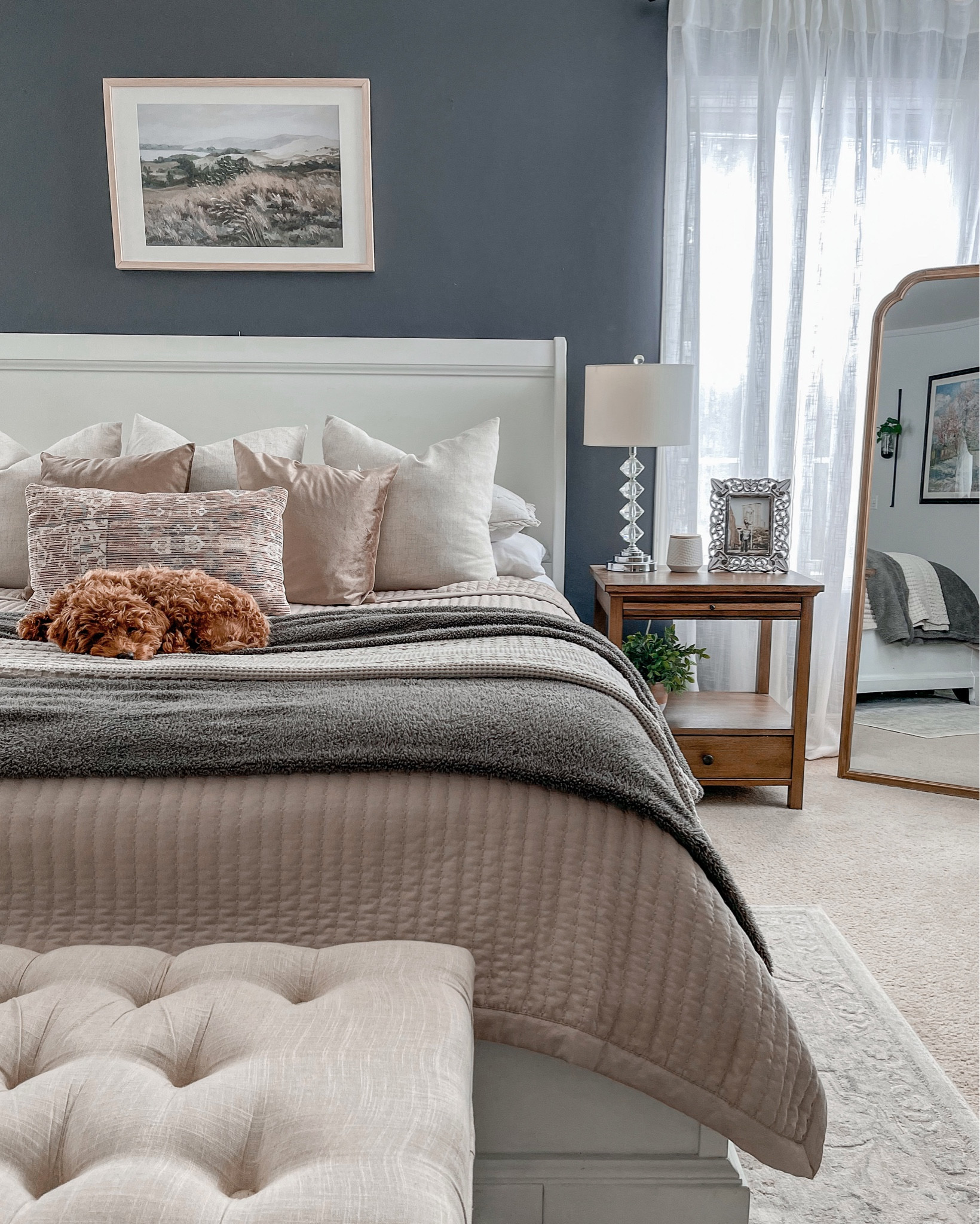 Bedroom decor bedding quilt throw blankets pillows interior Amazon Walmart Target nightstand rug area rug artwork 

#LTKstyletip #LTKFind #LTKhome