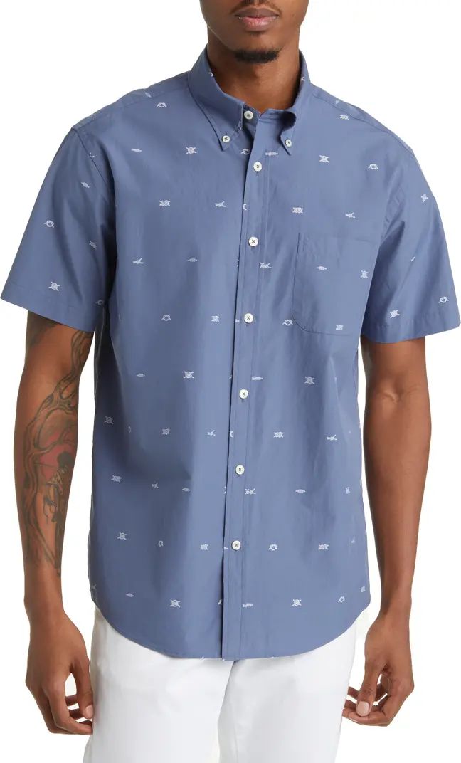 Brooks Brothers Rope Clip Short Sleeve Button-Down Shirt | Nordstrom | Nordstrom
