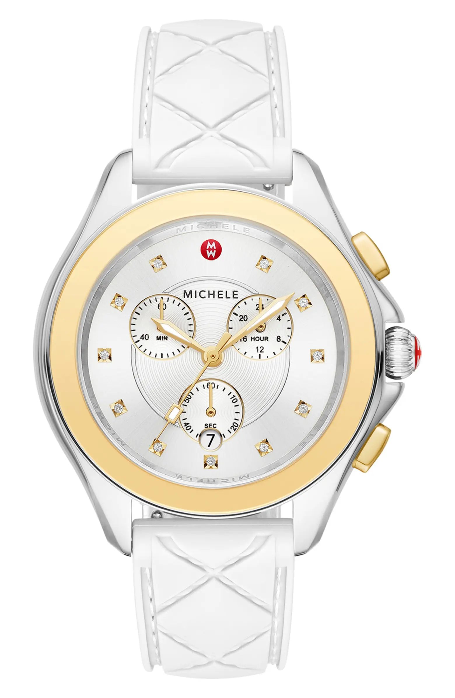 MICHELE Women's Cape Chronograph White Silicone Watch, 38mm | Nordstromrack | Nordstrom Rack