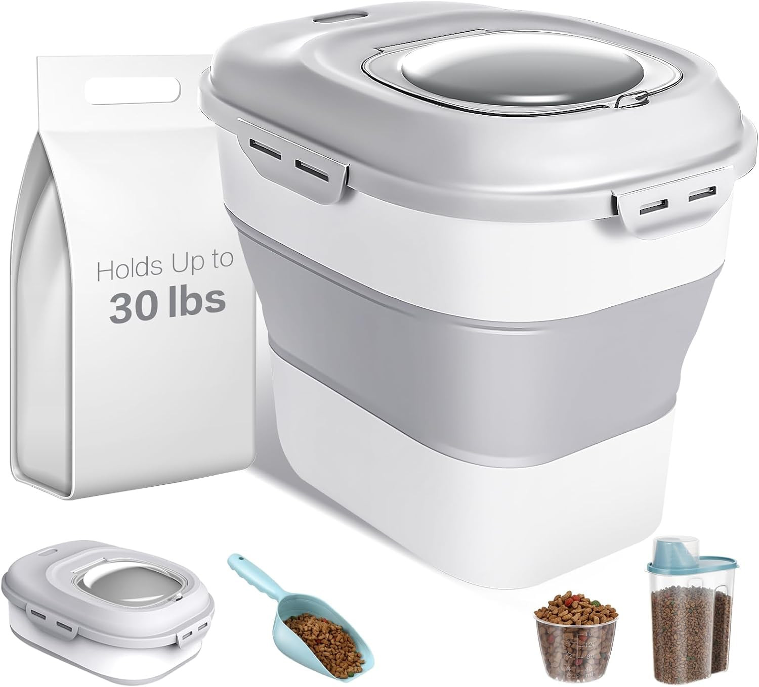 ANVS Dog Food Storage Container - Up to 30Lbs Collapsible Dog Food Container with Airtight Lids, ... | Amazon (US)