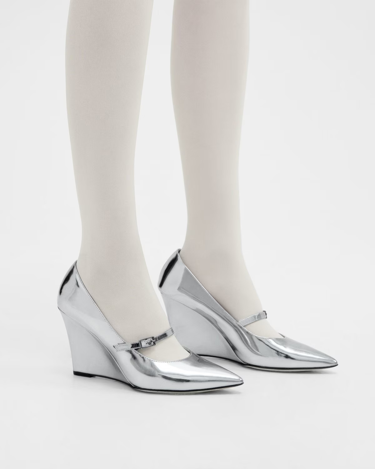Metallic Leather Mary Jane Wedge | Theory | Theory Outlet