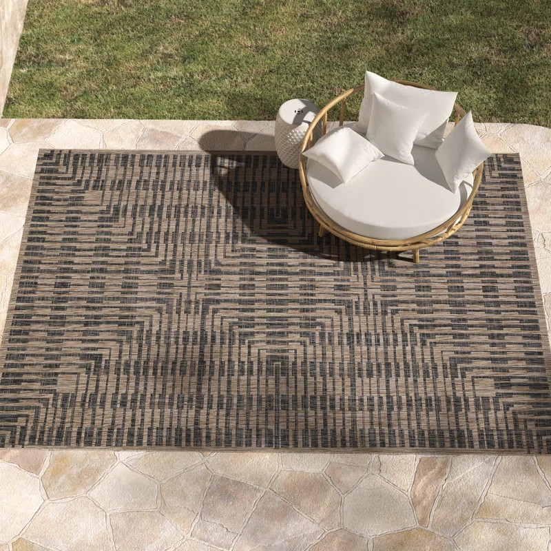 Joss & Main Tiza Geometric Brown/Black Indoor / Outdoor Area Rug & Reviews | Wayfair | Wayfair North America