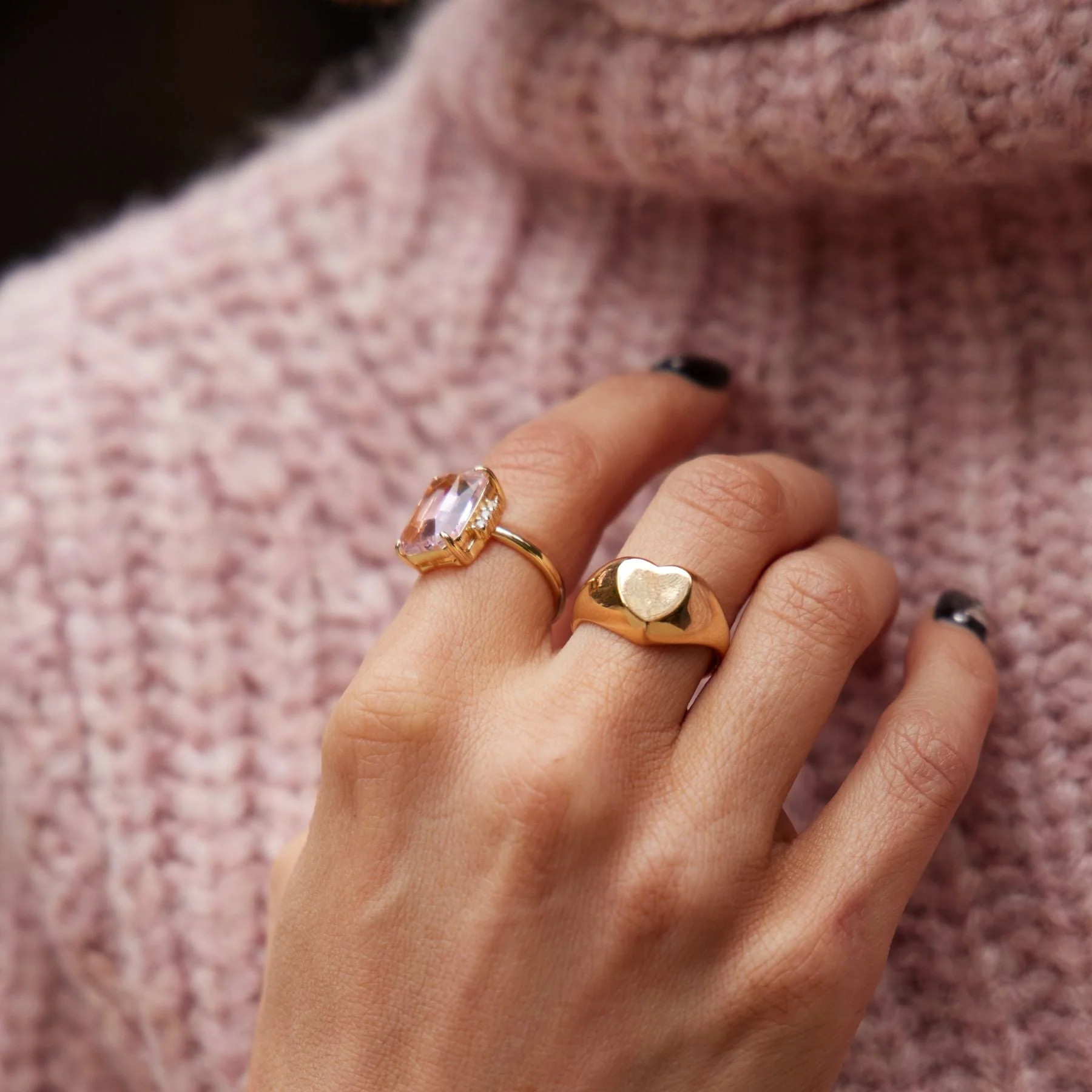 Pink Marie Statement Ring | Nickel and Suede