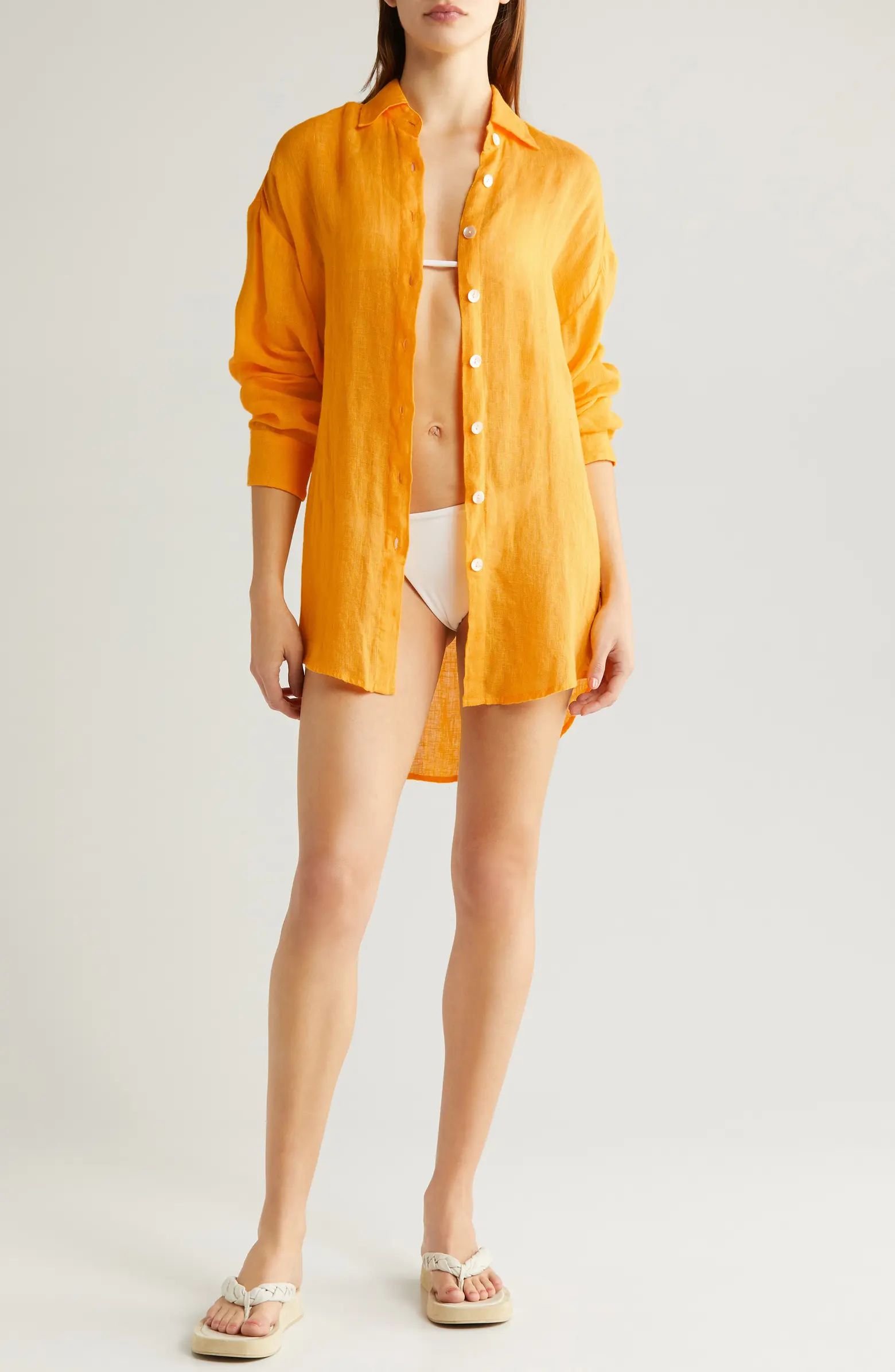 Playa Oversize Linen Cover-Up Shirt | Nordstrom