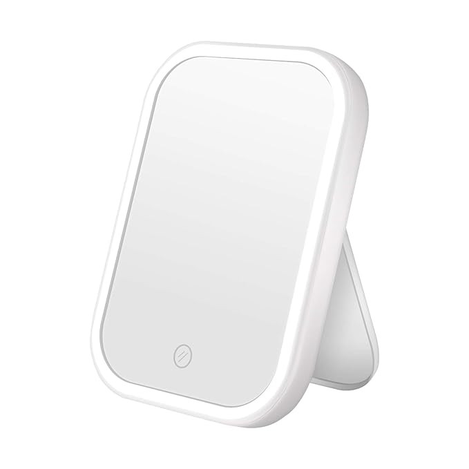 CERSLIMO Lighted Makeup Mirror with 4 LED Tape-Lights, Travel Vanity Mirror with Lights, Dimmable... | Amazon (US)