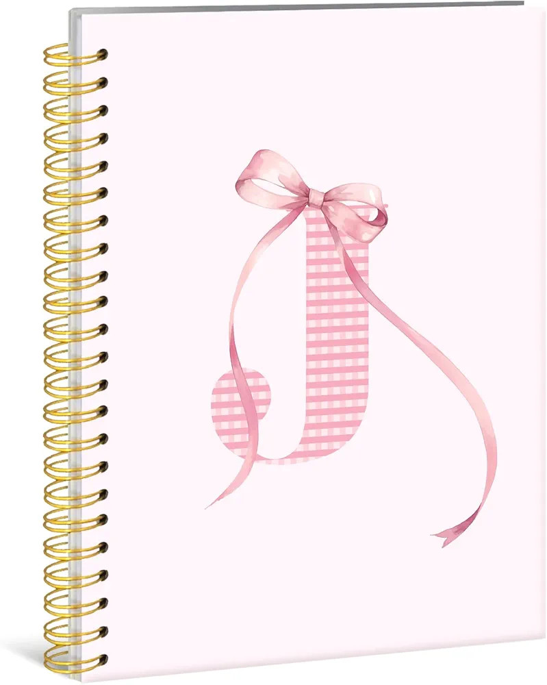 Pink Initial Letter J Notebook Journal, Coquette Preppy Bow Personalized Spiral Notebook, Customi... | Amazon (US)