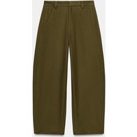 Zara - Barrel Pants - Dark Khaki - Xs - Woman | Zara US