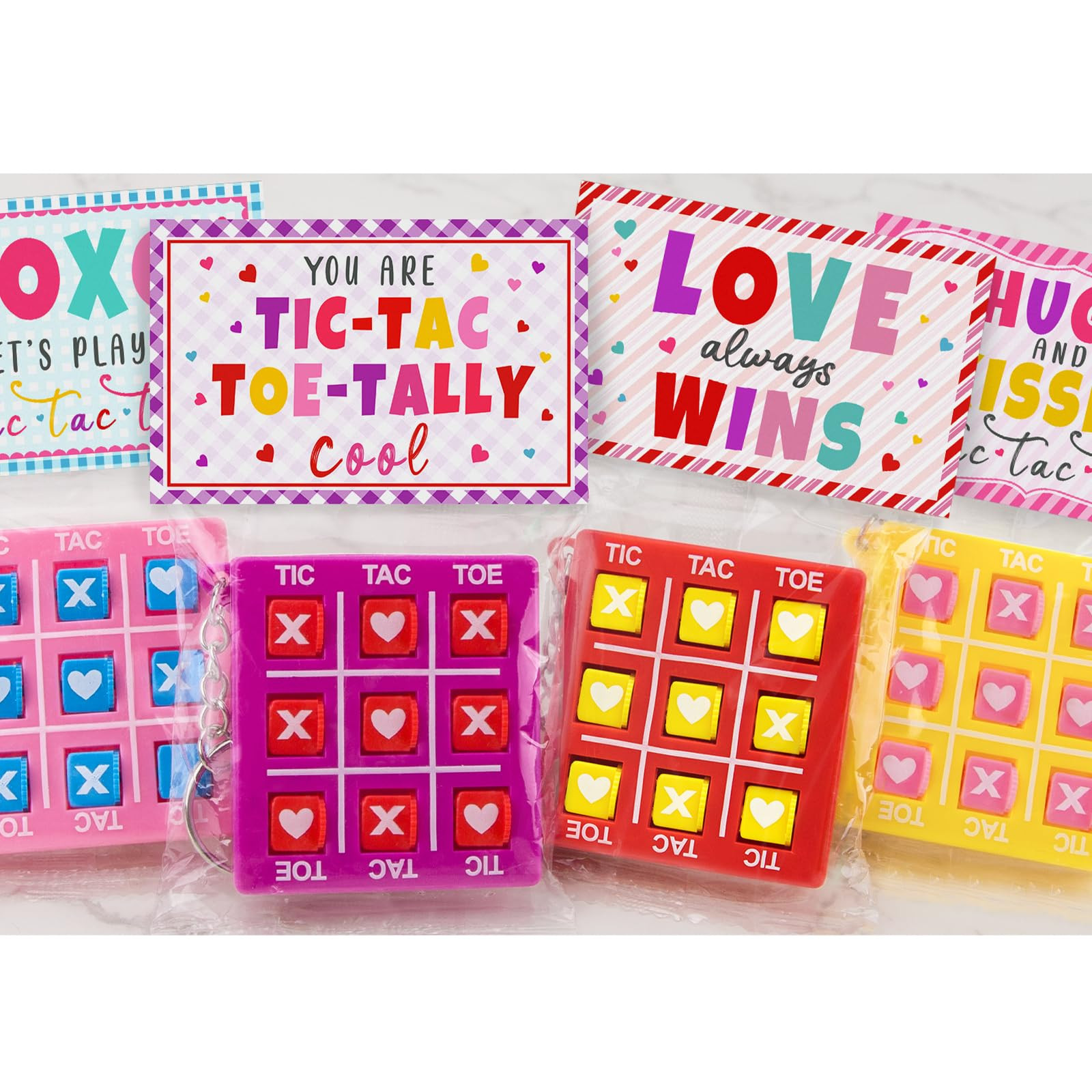 ORIENTAL CHERRY Valentines Day Gifts for Kids - 24 Pack Valentines Cards with Tic Tac Toe Keychai... | Amazon (US)