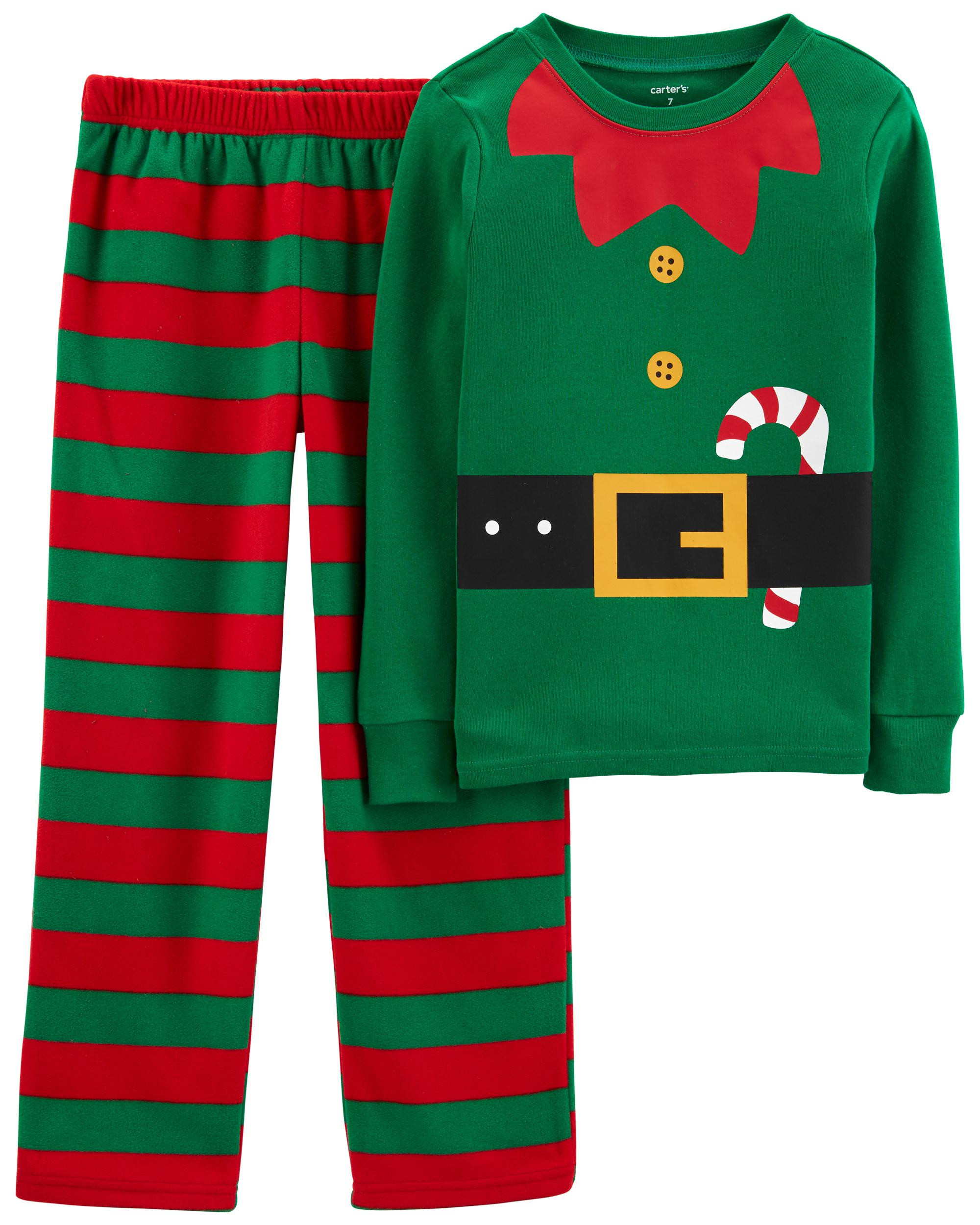 2-Piece Christmas Elf Cotton & Fleece PJs | Carter's