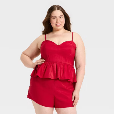 Women's Corset Peplum Top - A New Day™ Red | Target