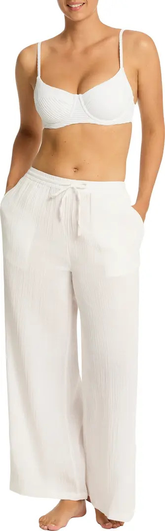 Sunset Beach High Waist Cotton Gauze Cover-Up Pants | Nordstrom