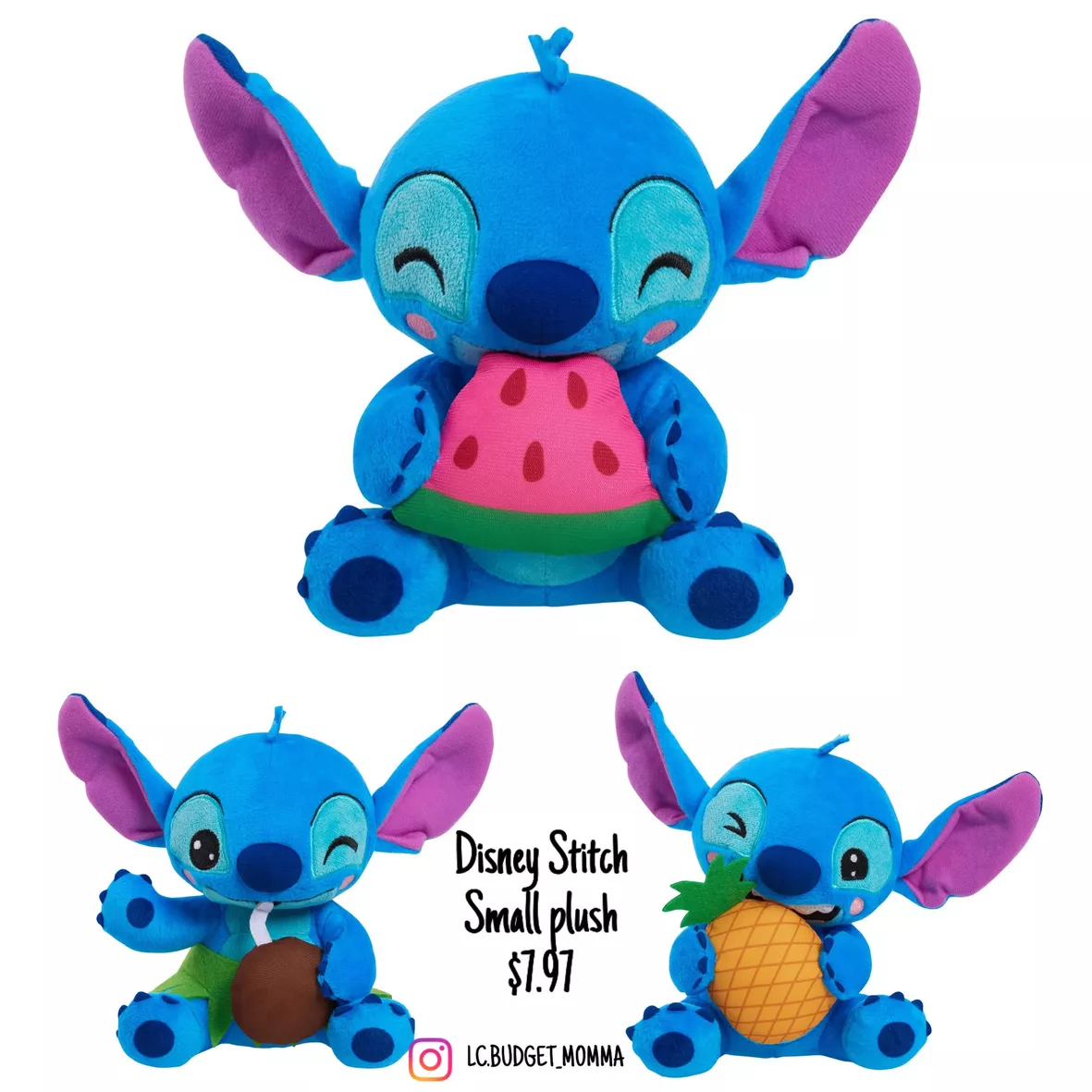 STITCH Disney Small Plush Stitch and Watermelon, Stuffed Animal, Blue,  Alien, Officially Licensed Kids Toys for Ages 2 Up by Just Play