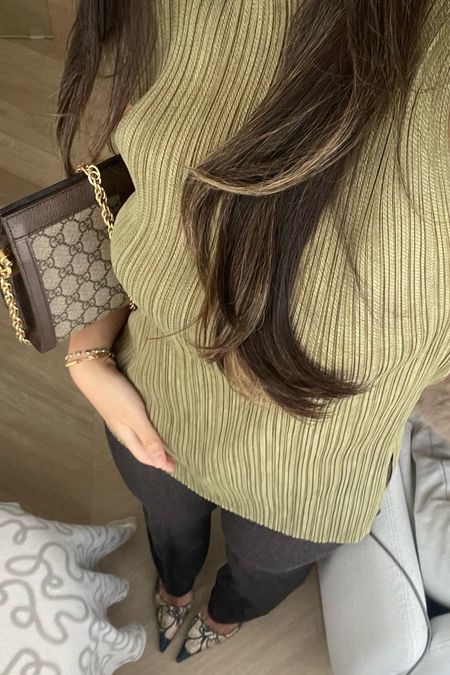 issey miyake pleats please olive high neck top with virgin wool grey bootcut pants, my favorite vintage roberto cavalli denim flower heels and my favorite favorite gucci ophidia (full review on my blog www.ha-na.nl)

#LTKGiftGuide #LTKitbag #LTKstyletip