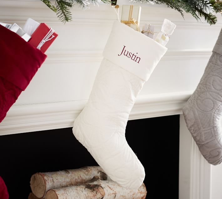 Scroll Quilted Velvet Personalized Stockings | Pottery Barn (US)