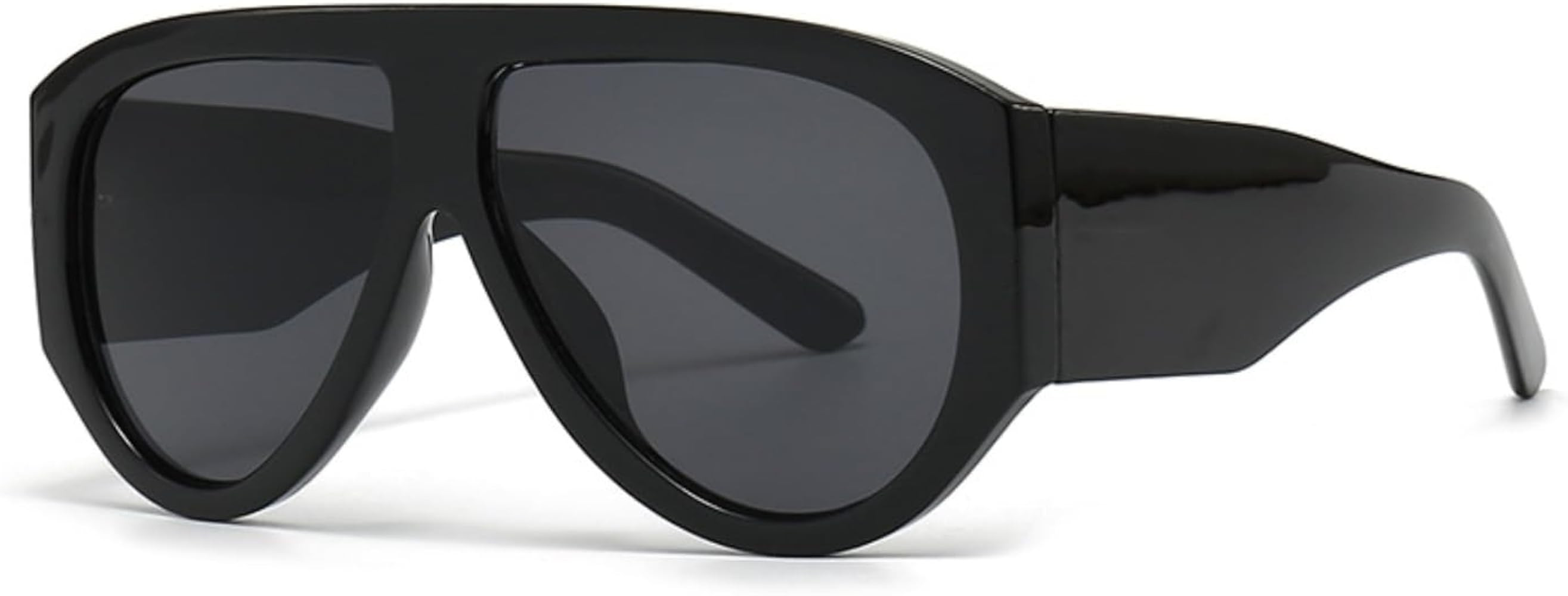 OSAGAMA Vintage Oversized Sunglasses Oval Pilot Glasses Oversized Sunglasses for Men Women Black | Amazon (UK)