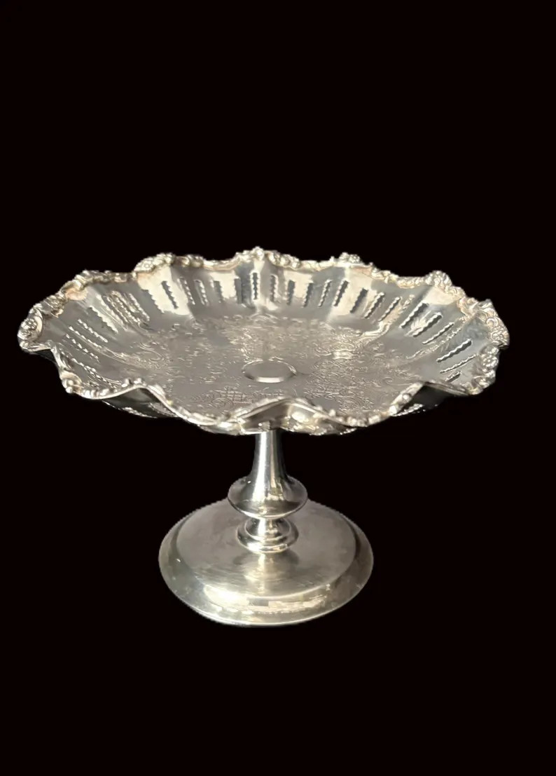Vintage Silverplate Pedestal Compote • Old English Repro • EP Copper - Etsy | Etsy (US)