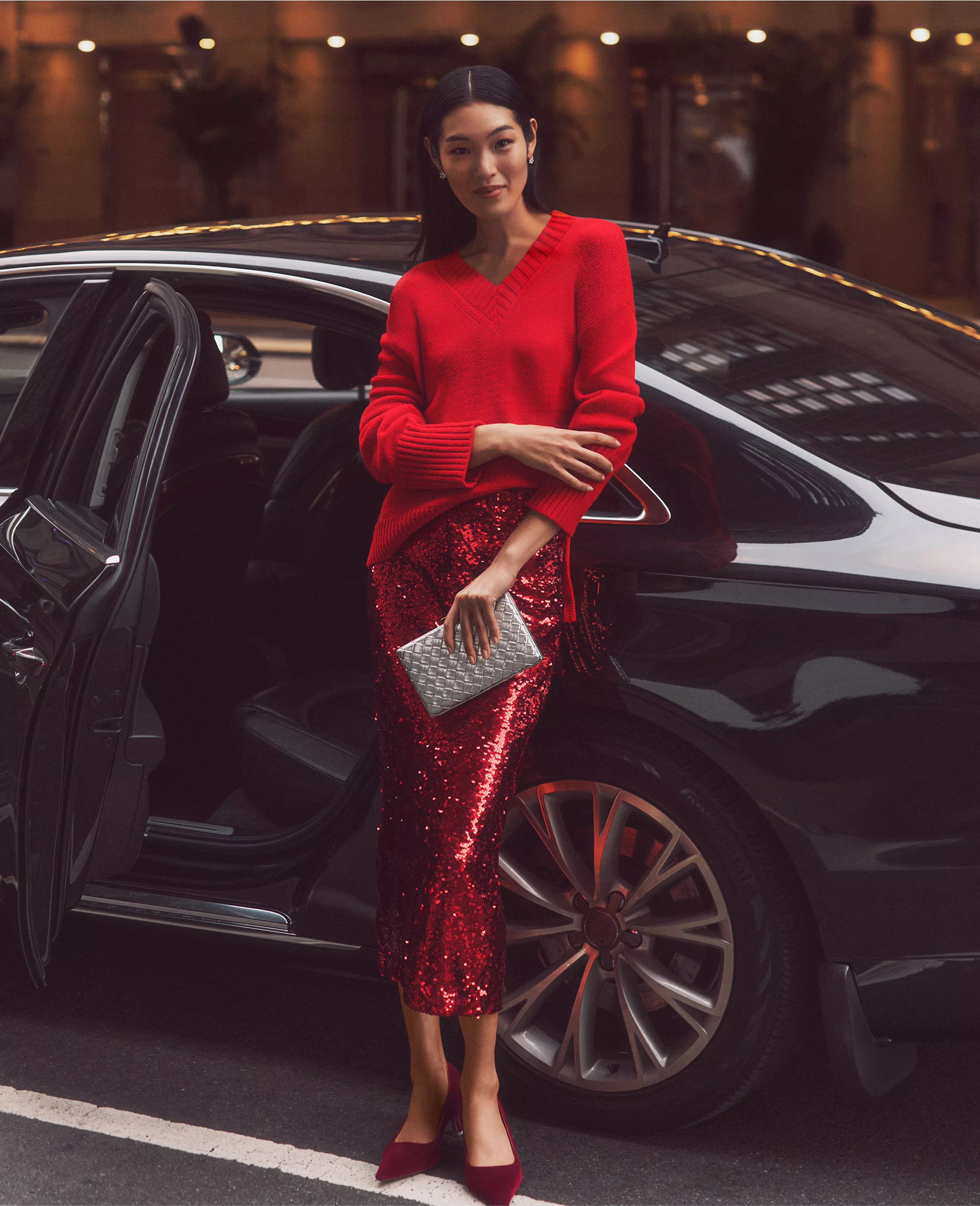 Petite Sequin Column Midi Skirt | Ann Taylor