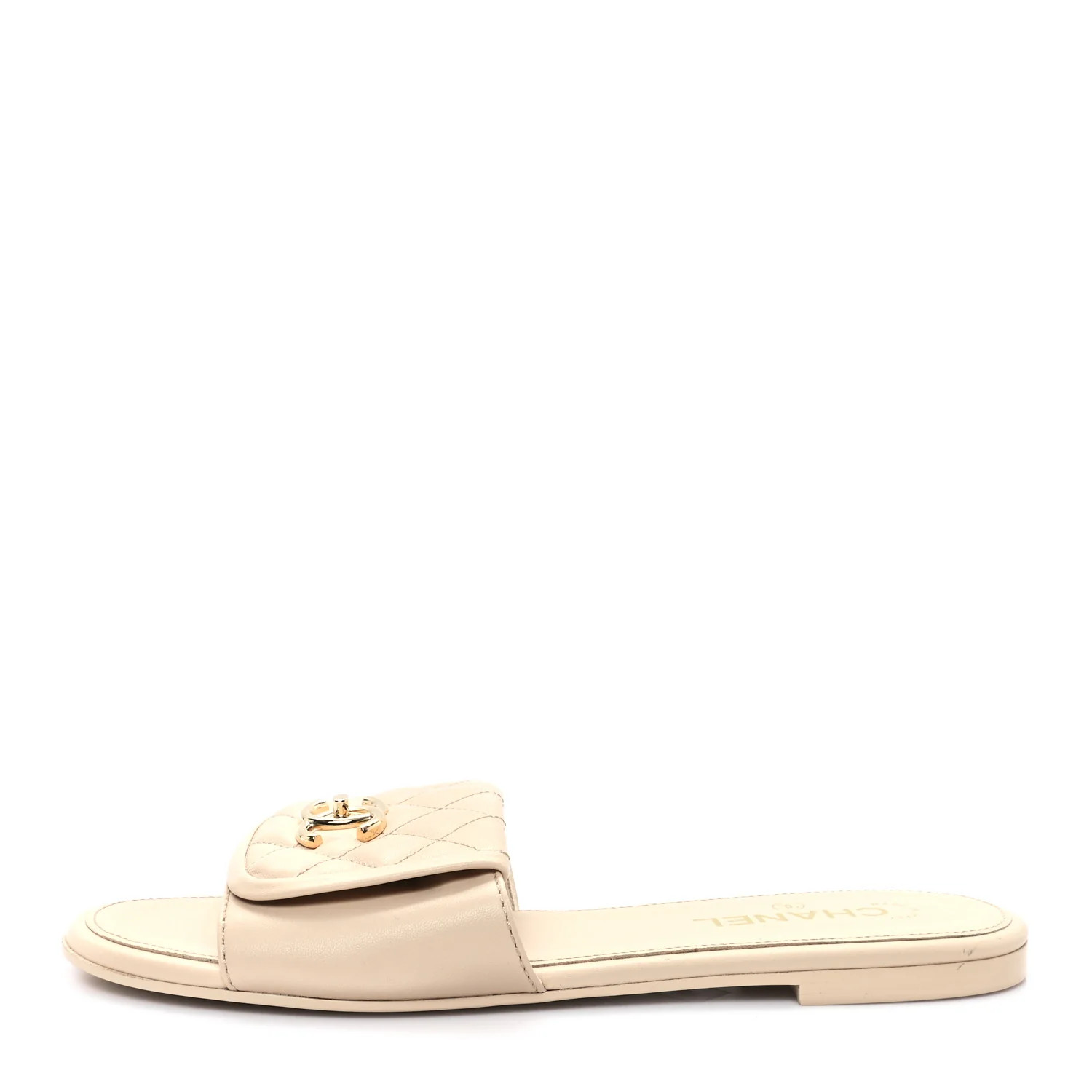 Chanel Lambskin Quilted Turnlock Flat Mules 41 Light Beige 1669268 | FASHIONPHILE (US)