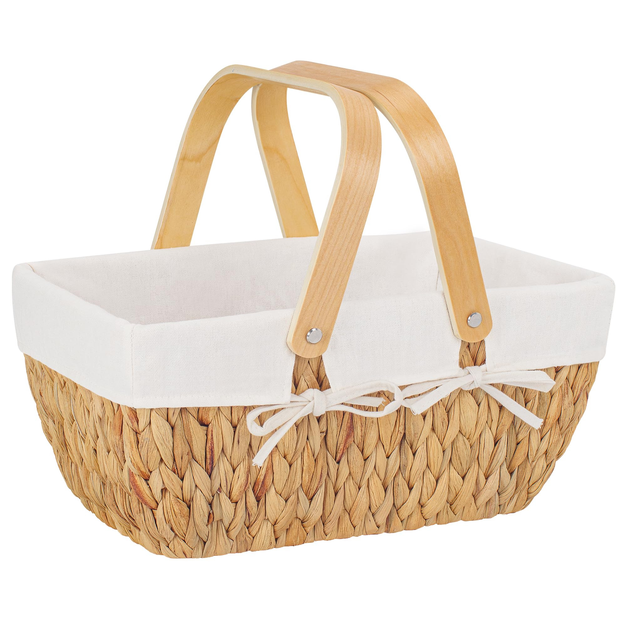 StorageWorks Wicker Picnic Baskets for 2, Picnic Basket with Liner and Wooden Handle, Hand-Woven ... | Amazon (US)