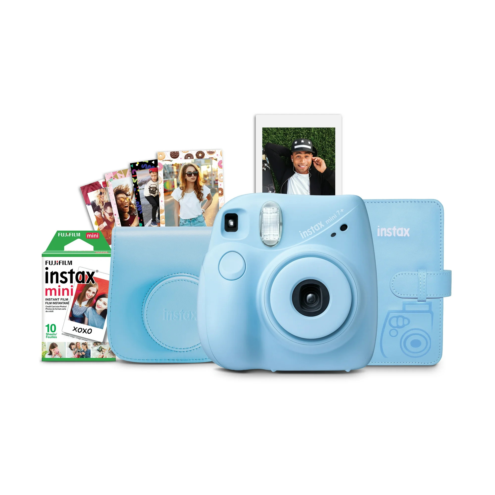 Fujifilm INSTAX Mini 7+ Bundle (10-Pack film, Album, Camera Case, Stickers), Light Blue | Walmart (US)