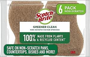 Scotch-Brite Greener Clean Scrub Sponges, Natural Sponges for Cleaning Kitchen, Bathroom, and Hou... | Amazon (US)