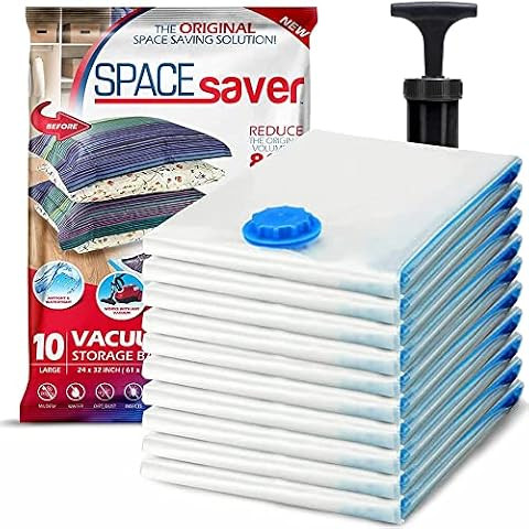 Spacesaver Vacuum Storage Bags (Large 8 Pack) Save 80% on Clothes Storage Space - Vacuum Sealer B... | Amazon (US)
