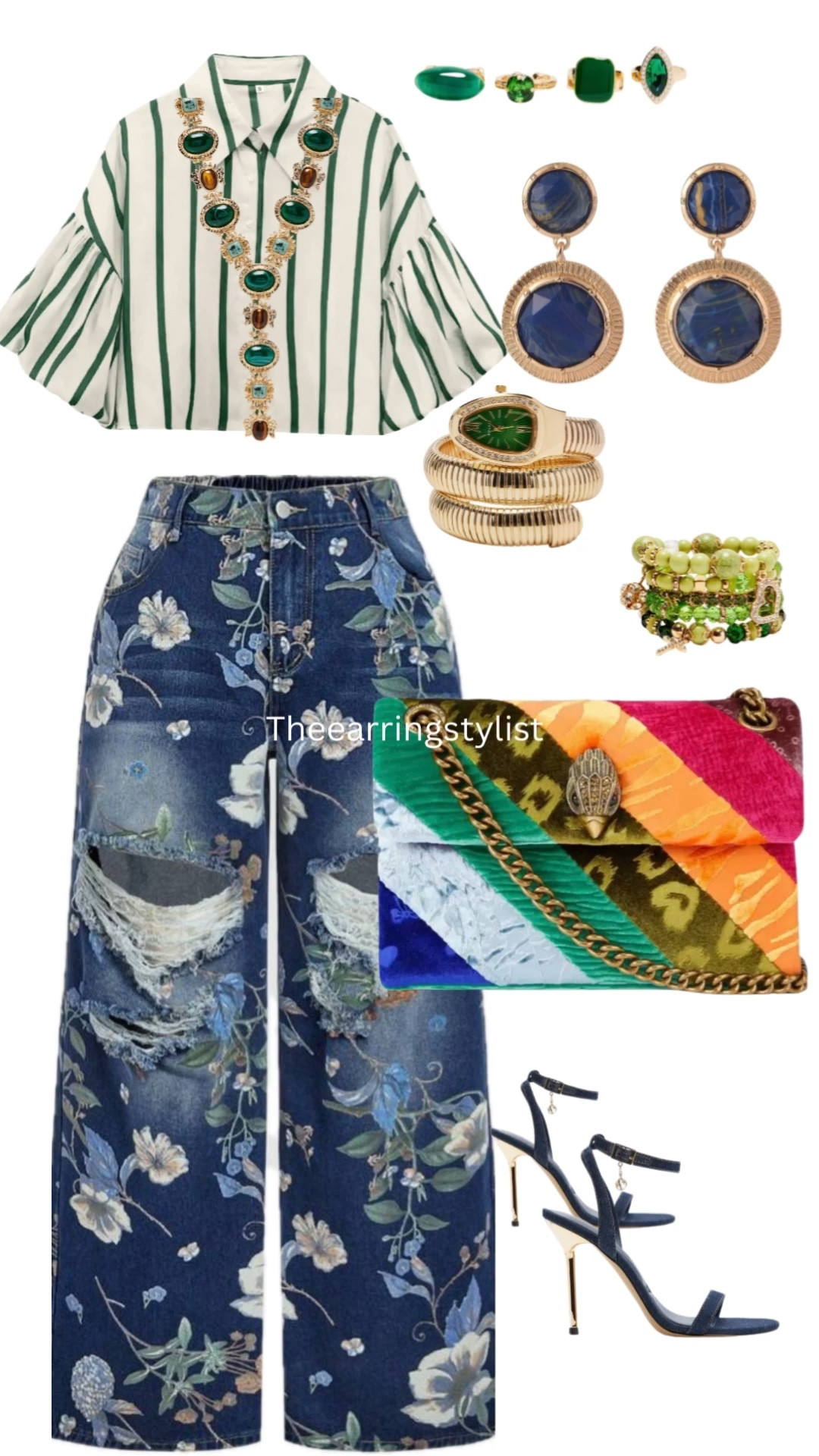 Serving elevated mix & print magic with a little edge 💙✨

If you’re a woman who loves to stand out and create that one-of-a-kind vibe… this look is for YOU. Mixing stripes with floral denim might sound bold—but when it’s done right, it’s effortless, chic, and unforgettable.

The details matter:
✔️ Shirt + jeans: Walmart (yes, Walmart 👏🏾)
✔️ Heels: Aldo
✔️ Purse: Kurt Geiger
✔️ Accessories: Fashion Nova

This is your reminder that style isn’t about playing it safe—it’s about creating a look that feels like you. Don’t be afraid to mix prints, layer textures, and let your personality show all the way through.

Everything linked in my LTK 💁🏾‍♀️✨
#LTKStyle #Over40Style #PrintMixing #StyleConfidence #FashionOver40 #StatementStyle #EverydayElevated #WalmartFinds #AldoShoes #KurtGeiger #FashionNovaStyle