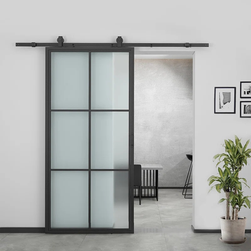 37'' x 84'' Hollow Glass with Installation Hardware Kit Barn Door | Wayfair North America