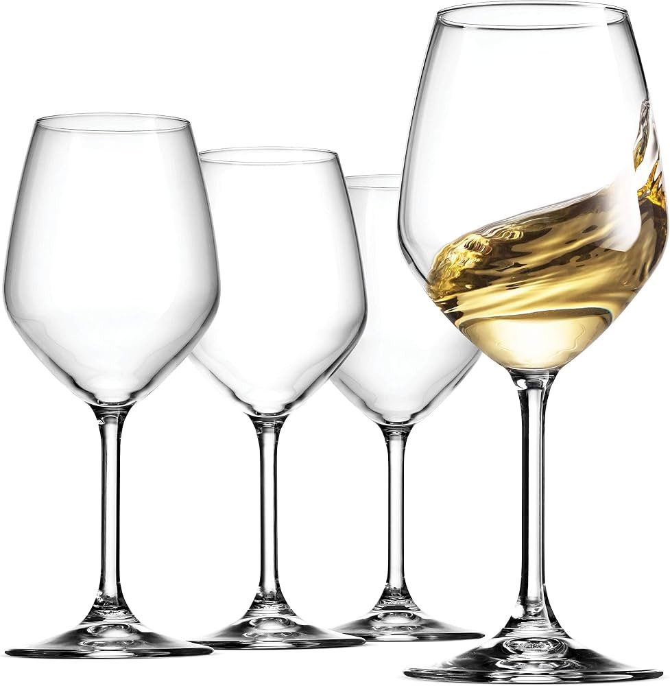 Bormioli Rocco 14.75 oz White Wine Glasses (Set Of 4): Crystal Clear Star Glass, Laser Cut Rim Fo... | Amazon (US)