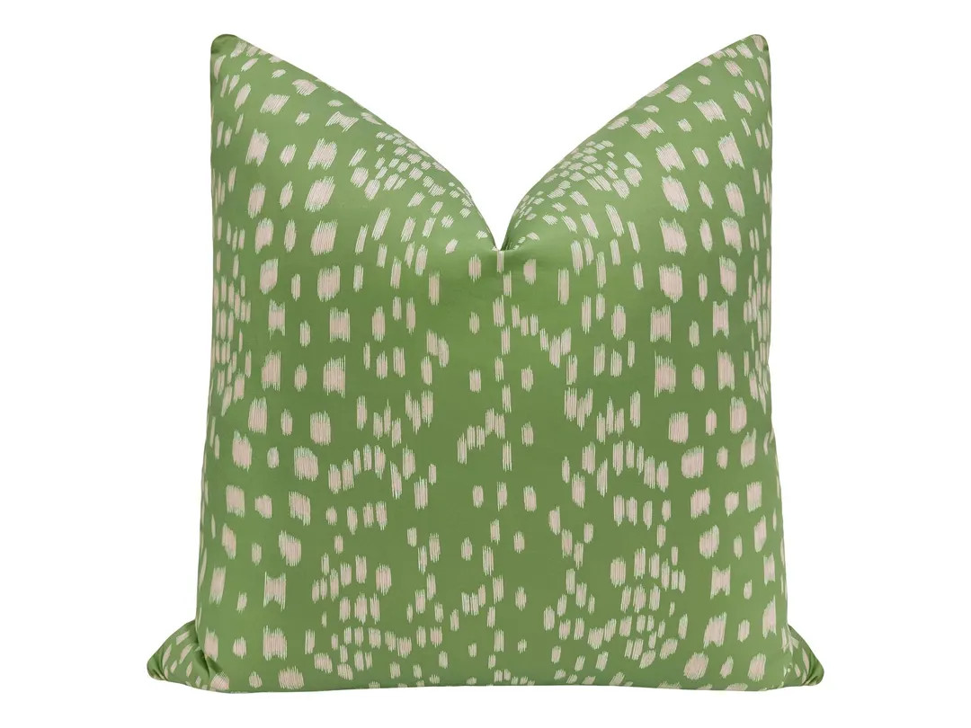 Brunschwig & Fils Les Touches Reverse // Leaf | Flamestitch | Green Neutral Print | Cotton Throw ... | Etsy (US)