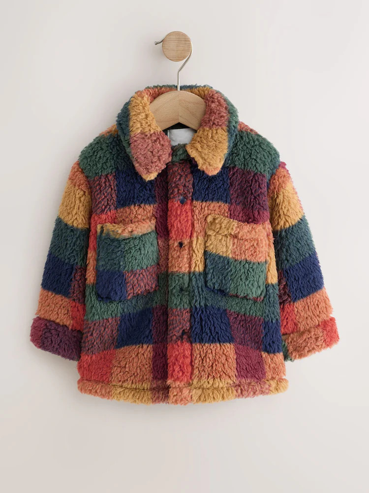 Multi Coloured Check Borg Fleece Shacket (3mths-7yrs) | Next EU