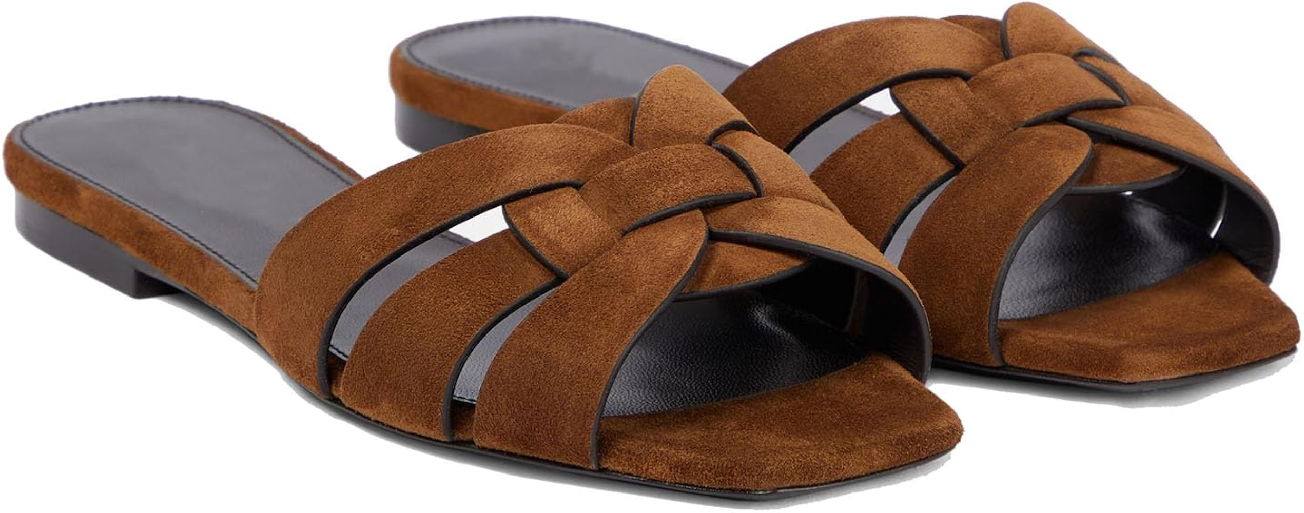 THESHY Women's Flat Sandals Square Toe Patent Leather Comfortable Slip on Slippers Casual Summer ... | Amazon (US)