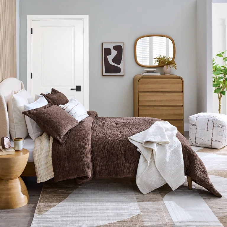 Better Homes & Gardens 3-Piece Brown Basket Rippled Chenille Comforter Set, King | Walmart (US)