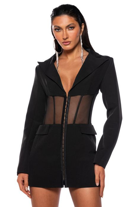 BEIBS IN THE TRAP CORSET BLAZER DRESS IN BLACK | AKIRA
