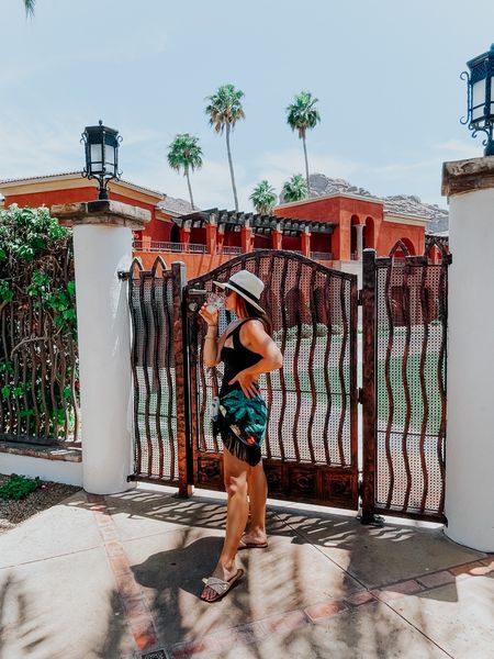 Vacation look! ☀️💦🌴Beach style with black swimsuit and tropical, fringe sarong (amazon - $15!) pool style, pool look // what to pack for vacation

#LTKswim #LTKFind #LTKtravel
