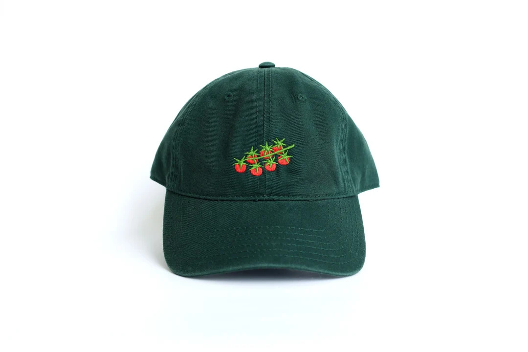 Tomato Embroidered Hat (green) - Etsy | Etsy (US)