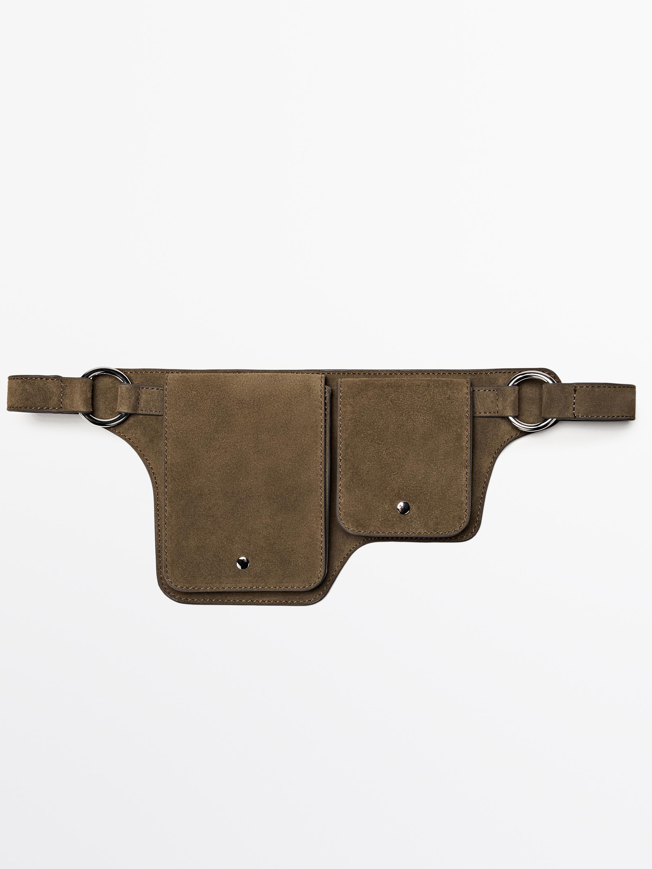 Split leather double compartment belt bag | Massimo Dutti UK