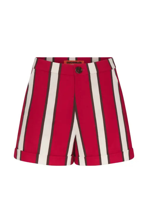 SIMONMILLER Como Linen Shorts in Venetian Red Stripe at Nordstrom, Size 0 | Nordstrom