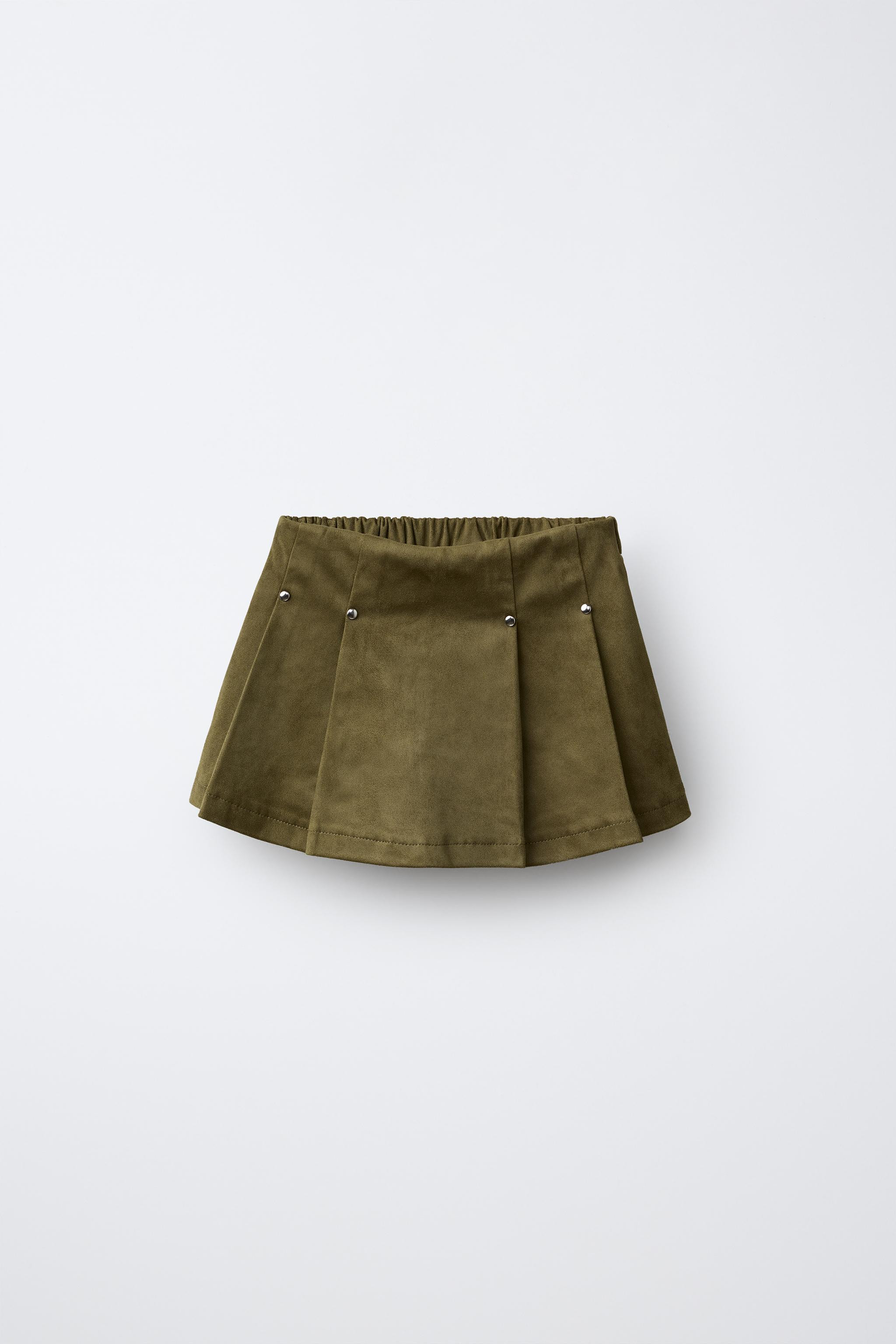 STUDDED FAUX SUEDE BERMUDA SKORT | Zara UK