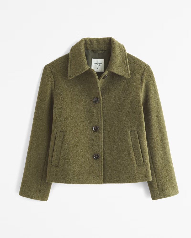 Wool-Blend Short Coat | Abercrombie & Fitch (US)
