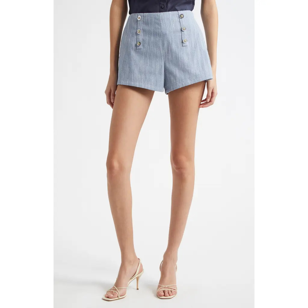 Ramy Brook Samira Front Button Shorts in Light Indigo Slub at Nordstrom Rack, Size 0 | Nordstrom Rack