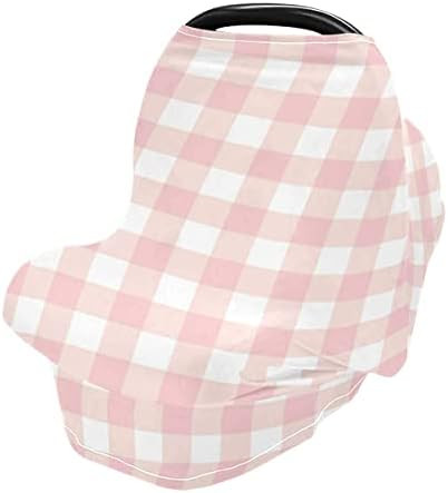 Nursing Cover Baby Car Seat Covers Carseat Canopy (Pink Plaid Gingham) | Amazon (US)