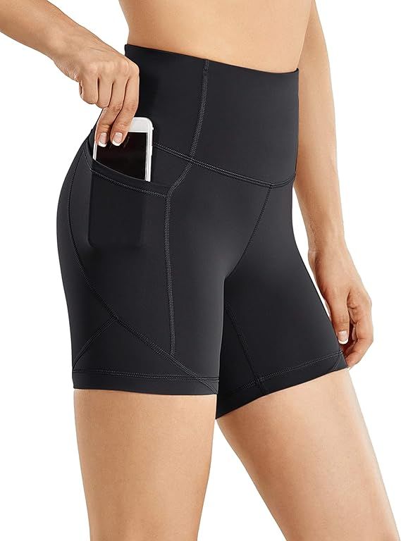 CRZ YOGA Women's Biker Shorts Workout for Women Naked Feeling Athletic Yoga Shorts Tights with Si... | Amazon (US)
